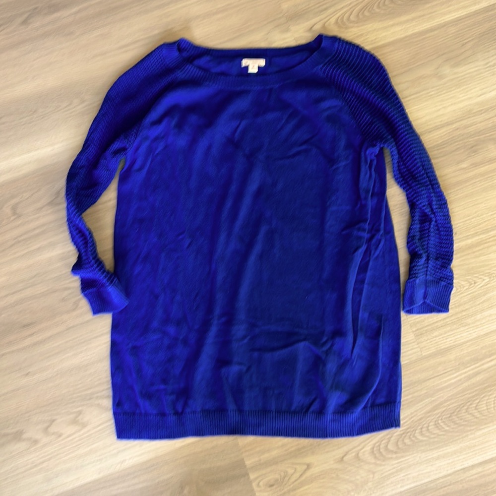 Gap Cotton Crewneck Sweater M TALL Royal Classic Minimalist Solid Minimalist